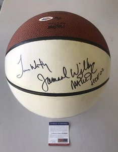Lakers James Worthy, Jamaal Wilkes & Magic Johnson signed Basketball PSA/DNA - Picture 1 of 3