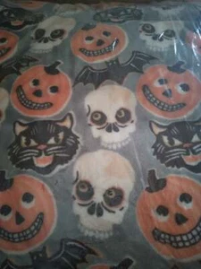 Manta calavera calabaza murciélago gato Halloween estilo retro bien vestida para el hogar 60x70 - Imagen 1 de 2