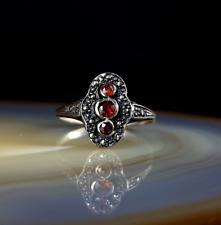 Ring Silber 925 Zirkonia rot & Markasit 17 mm wunderbar & auffällig 