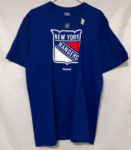 T-shirt Reebok Face Off New York Rangers uomo XL blu manica corta nuova senza etichette NHL - Foto 1 di 7