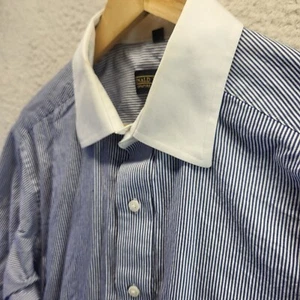 Donald J Trump Signature Collection Striped Shirt Mens 17 32/33 White Collar - Picture 1 of 21