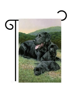 Black Lab Family Impreso en EE. UU. (11"" x 18"" aprox) Bandera tamaño jardín TG 60052 - Imagen 1 de 1
