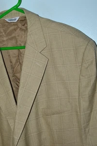 52L JOSEPH & FEISS Men's Greenish Tan Silk Wool Sports Coat Suit Jacket Blazer - Picture 1 of 13
