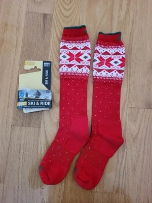 Cabot & Sons Womens Merino Wool Mountain Ski & Ride Socks Red Shoe Size 6-10 - Image 1 of 4