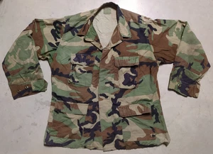 Vintage 90s US Military BDU Woodland Camo Ripstop Coat/Shirt Large Regular - Bild 1 von 5
