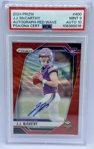 2024 Prizm JJ McCarthy Red Wave Auto /149 PSA 9 Auto 10 - Picture 1 of 2