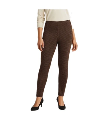 J. Jill Ponte Leggings Medianos Marrón Negro Mini Cuadros Elastizados Pantalones de Trabajo Cónicos Foto 1 de 4