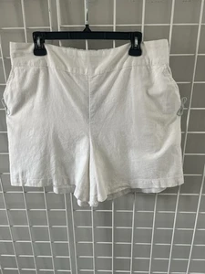 Pantalones Cortos Crown and Ivy Blanco Talla 1X Lino Algodón Bolsillos Nuevo con Etiquetas - Imagen 1 de 6