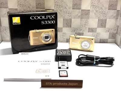 [Near Mint in Box]Nikon COOLPIX S3300 16MP Zoom 6x Compact Digital Camera - Gold - Image 1 of 4