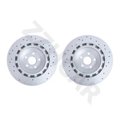 New Set of 2 Front Drilled 370mm Disc Brake Rotors for 2017-2020 Audi RS3 - Image 1 of 4