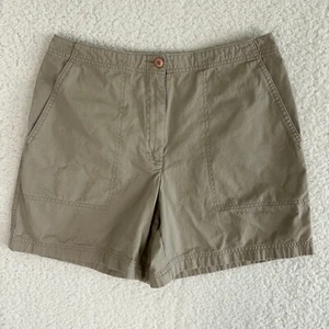 Vintage Ann Taylor Shorts Womens 10 Beige Khaki Chino High Rise Cotton Casual - Picture 1 of 10