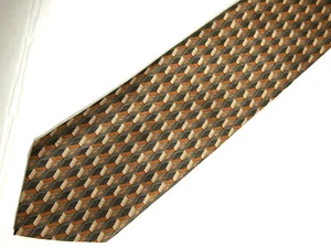 Stafford Mens Necktie Tie Orange Grey Geometric Italy 58" - Picture 1 of 4