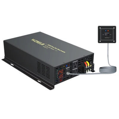2000W Pure Sine Wave Inverter 24V DC to AC 110V 220V Car Truck Remote Solar Home - Image 1 of 4
