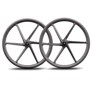 Road Bicycle 6 Spokes 700C Carbon Wheelset 12K Matte with Disc Brake 10/11S Hub - Picture 1 of 16