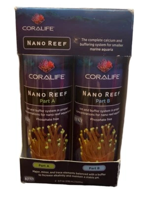 Coralife咸水鱼缸水族箱纳米礁A部分和B补充剂,8盎司 — 第 1/2 张图片
