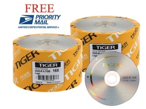SPECIAL! 100-Pack  Tiger 16X Logo DVD-R Blank Disc 4.7GB FREE EXPEDITED SHIPPING - Picture 1 of 3