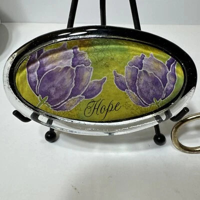 2 Vintage Oval Glass Paperweights, (HOPE/LOVE) Felt Back EUC (VERY NICE) - Image 1 of 4