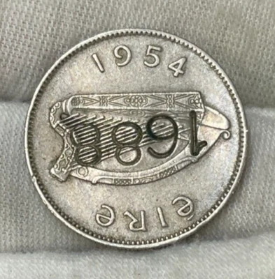 1954 Ireland One Shilling Coin Stamped "1688" - Image 1 of 4