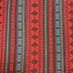 Red Black Blue Woven Stripe Heavy Cotton Double Weave 2.25 Yd Fabric - Picture 1 of 4