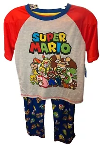 NEW Super Mario Pajama Set Shirt And Pants Boys Large 10 12 Short Sleeve NWT - Picture 1 of 6