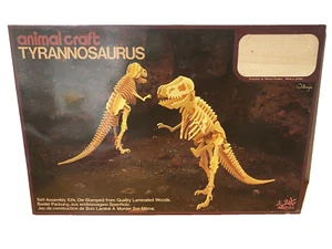 Vintage Dom Tatsuya Tyrannosaurus Dinosaur Wooden Self Assembly Model Kit 1980s - Picture 1 of 3