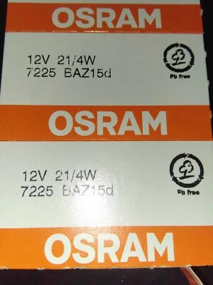 Lot 2 Osram Original P21/4W BAZ15d / 566 21/4w 12v Clear Bulbs 7225-02B  - Image 1 of 3
