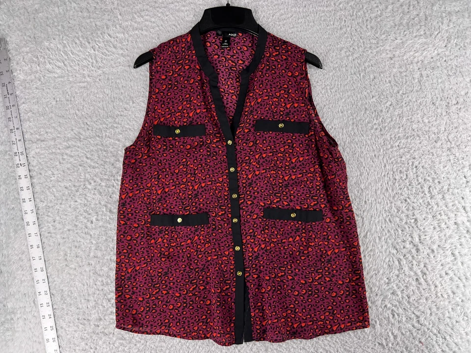 Aqua рубашка женщин средний фиолетовый оранжевый блузка леопард печать золотой кнопки - Изображение 1 из 4