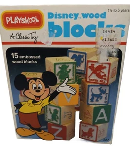 Vintage 1978 Disney Playskool 15 Wood Blocks Ages 1-5 - Picture 1 of 2