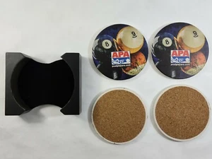 Set of 4 APA Coasters - Absorbent Ceramic Style Drink Coasters With Holder - Picture 1 of 7