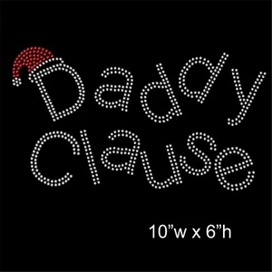 Daddy Clause Weihnachten Strass Transfer Hotfix Aufbügeln + kostenloses Geschenk - Bild 1 von 4