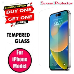 Screen Protector For iPhone 6/7/8 Plus 11 12 13 14 15 16 Pro Max Tempered Glass - Picture 1 of 4