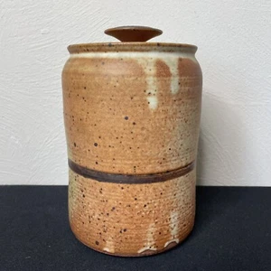 Vintage SIGNED Salt Glazed Pottery Lidded Canister Eric Madsen 10" - Picture 1 of 4