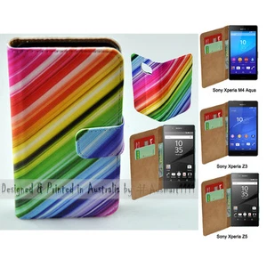 For Sony Xperia Series Colour Streak Theme Print Wallet Mobile Phone Case Cover - Bild 1 von 3