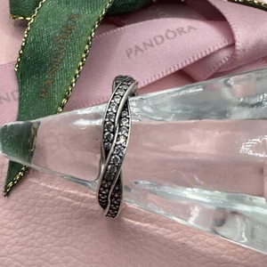 PANDORA Silver Twist of Fate Ring with clear Pave CZ Size 58, 190892CZ Genuine - Picture 1 of 11