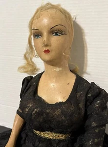 Vintage Boudoir Doll with Composition Head Hands Cloth Body Antique 28” Long - Picture 1 of 8