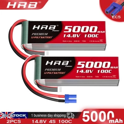 2pcs 4S 14.8V 5000mAh LiPo Battery 100C EC5 for RC Car Truck Buggy Boat Airplane - image 1 of 4