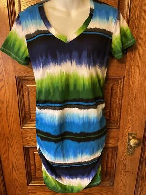 TOMMY BAHAMA Cotton Stretch Nautical Washed Stripe, Gathered Sides DRESS, Size S - Image 1 of 4