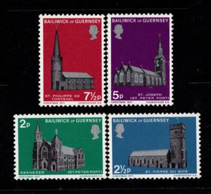 Guernsey, Sc #060-63, MNH, 1971, Christmas, holiday, Churches - Picture 1 of 1