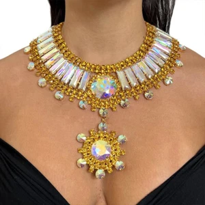 AB Rhinestone Crystal Choker Necklace Wedding Party Prom Necklaces For Women - Foto 1 di 5