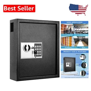Secure 60-Key Wall-Mounted Key Safe with Electronic Lock - Stylish Black Finish - Picture 1 of 10