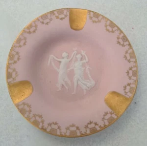 Vintage Pharauo Limoges France Porcelain Pink Cameo Ash Tray Gold Trim 5” - Picture 1 of 6