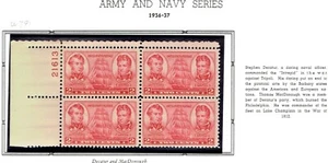 1936-7 U.S. COMMEMORATIVE 2c NAVY Decatur  Plt#Blk of 4 Sc#791 M/NH/OG GEM ^ - Picture 1 of 1