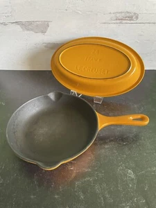 Yellow Le Creuset 20 Vintage Cast Iron Enamel Frying Pan & 24 Casserole Dish - Picture 1 of 17