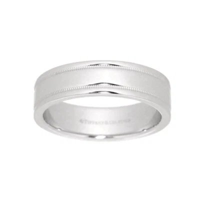 TIFFANY & Co. Alianza de boda doble milgrain de platino de 6 mm juntos 9,5 Foto 1 de 4