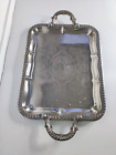 Mid Century French Silver Plate Rectangular Vintage Tray With Handles Tea Cake