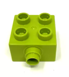 Lego Duplo Specialty Green Brick 2 x 2 with Pin on Side Piece - Picture 1 of 6