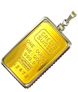 Stainless Steel bezel frame for 1 oz Credit suisse -Pamp Lady Fortuna Gold bar - Picture 1 of 4