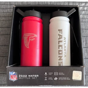 (2) New NFL Logo Brands Atlanta Falcons 24oz Logo Water Bottles Red, white - Picture 1 of 11