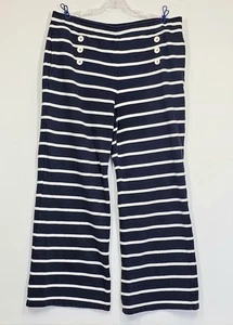Vineyard Vines Target Nautical Wide Leg Striped Navy Pants Large Coastal Preppy - Picture 1 of 9