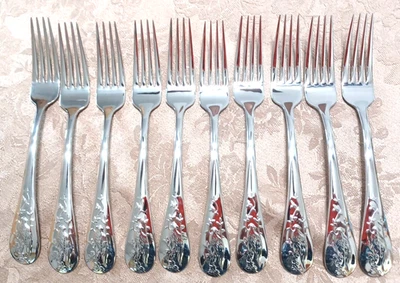Asian Bird 10 Reed & Barton Forks Glossy 18/10 Stainless Flatware Vietnam Set - Image 1 of 4